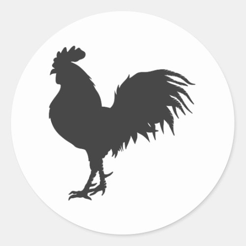 Rooster  silhouette  _ Choose background color Classic Round Sticker