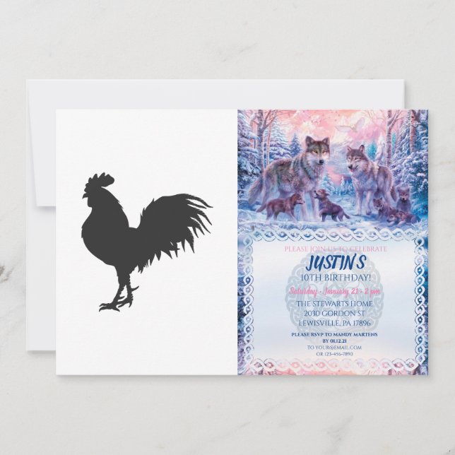 Rooster  silhouette  - Choose background color Invitation (Front)