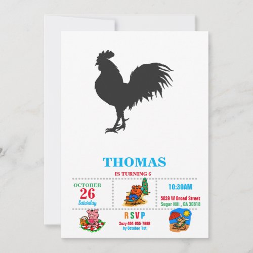 Rooster  silhouette  _ Choose background color Invitation