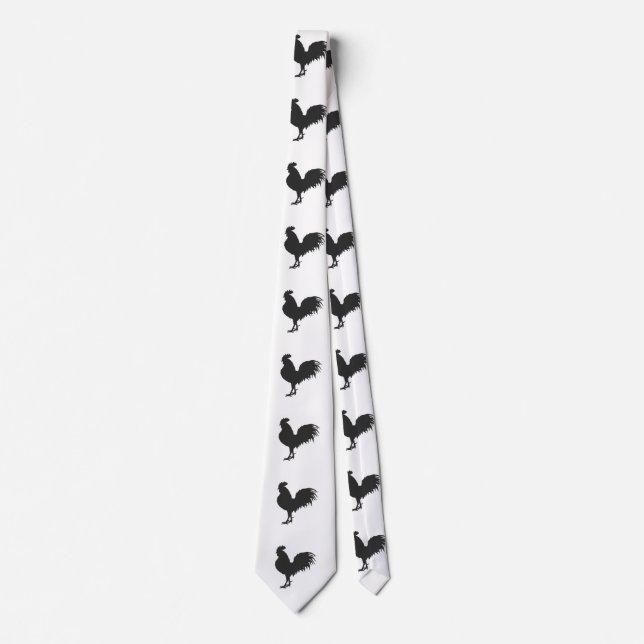 Rooster  silhouette  - Choose background color Neck Tie (Front)