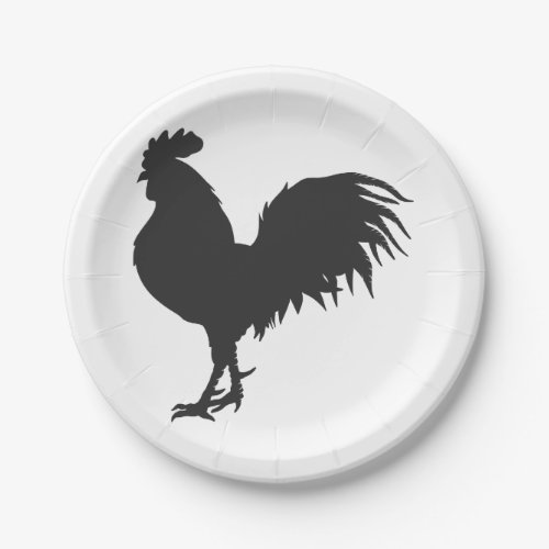 Rooster  silhouette  _ Choose background color Paper Plates
