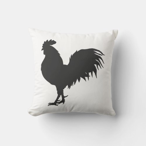Rooster  silhouette  _ Choose background color Throw Pillow