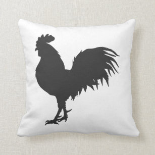 Rooster  silhouette  - Choose background color Throw Pillow