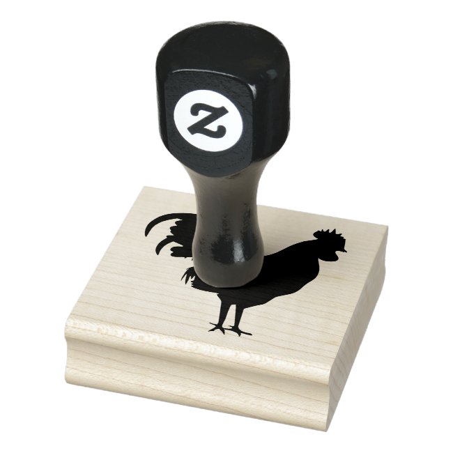 Rooster Silhouette Design Wooden Stamp