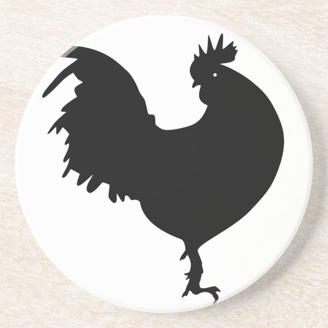 Rooster Silhouette Drink Coaster (Front)