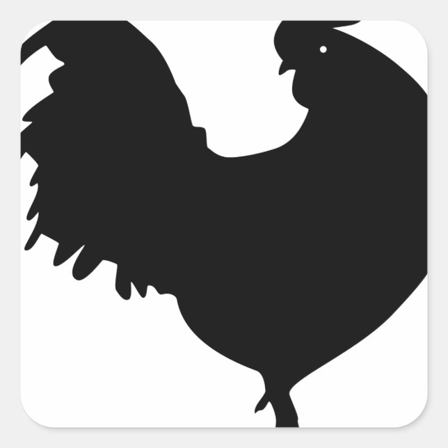 Rooster Silhouette Square Sticker (Front)