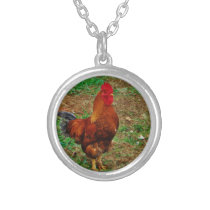 Rooster Silver Plated Necklace