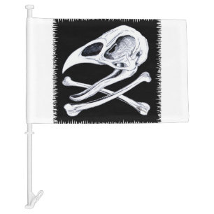 Rooster Skull and Crossbones Car Flag