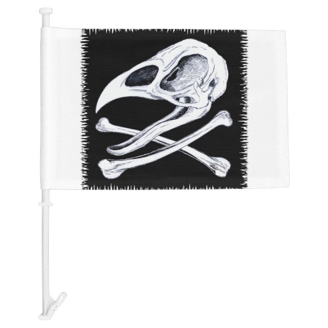 Rooster Skull and Crossbones Car Flag (Front)