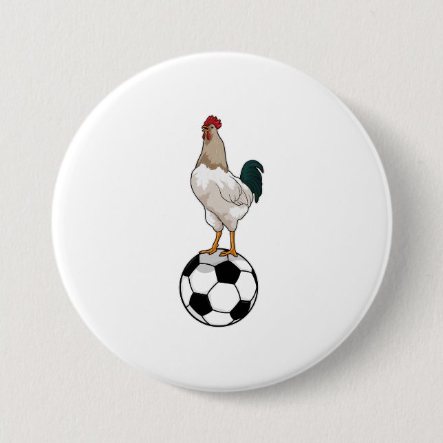 Rooster Soccer player Soccer Button (Front)