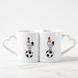 Rooster Soccer player Soccer Coffee Mug Set