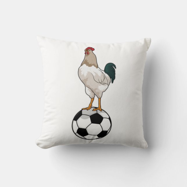 Rooster Soccer player Soccer Throw Pillow (Front)