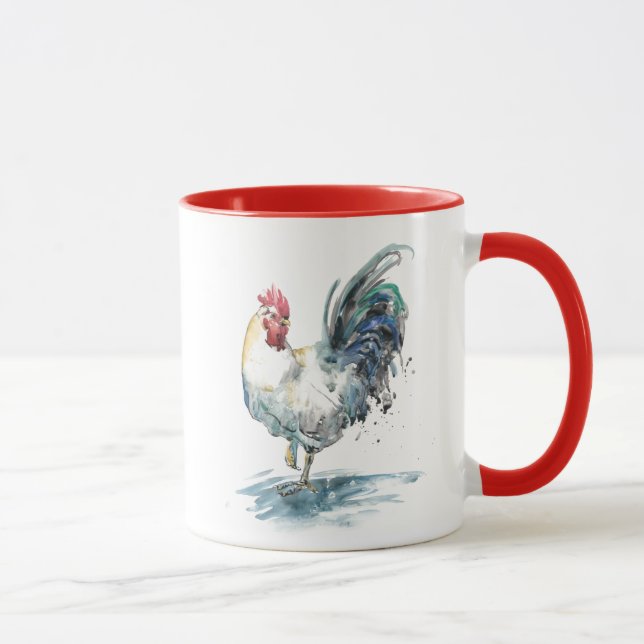 Rooster Splash - Watercolor Mug (Right)