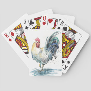 Rooster Splash - Watercolor Poker Cards
