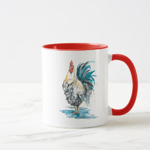 Rooster Splash - Watercolor Portrait Mug
