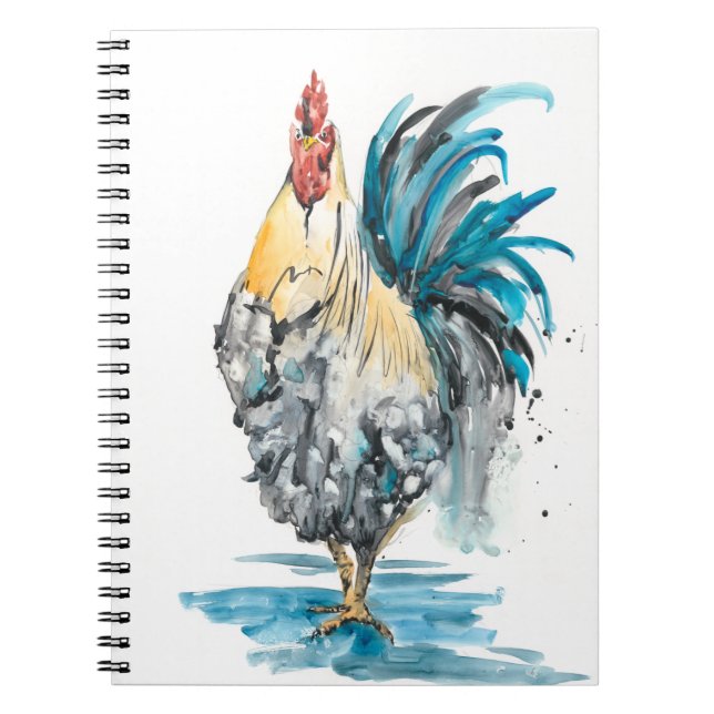 Rooster Splash - Watercolor Portrait Notebook (Front)