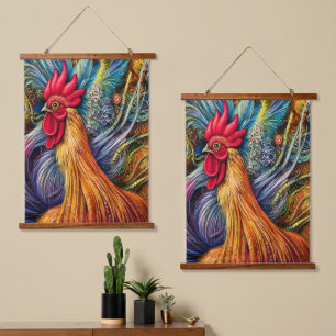Rooster Splendor - Unparalleled Majesty Hanging Tapestry