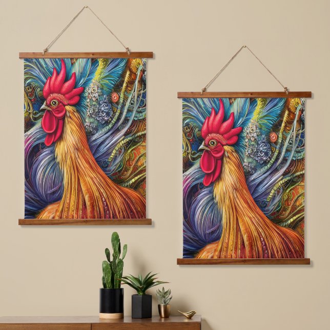 Rooster Splendor - Unparalleled Majesty Hanging Tapestry (Asymmetrical)