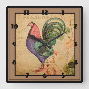Rooster Square Wall Clock