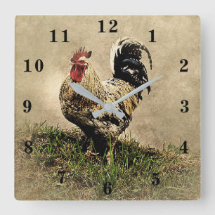 Rooster Square Wall Clock