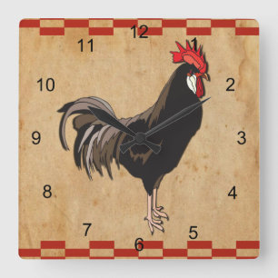 Rooster Square Wall Clock