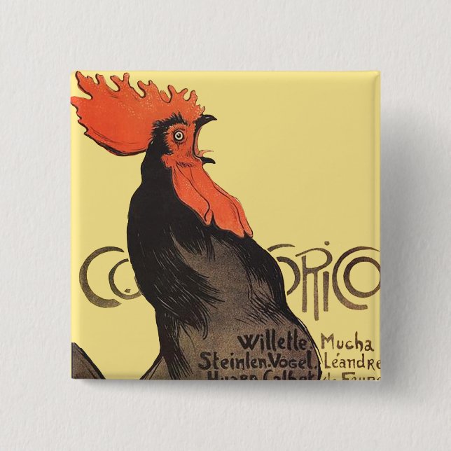 Rooster Steinlen Cocorico French Art Button (Front)