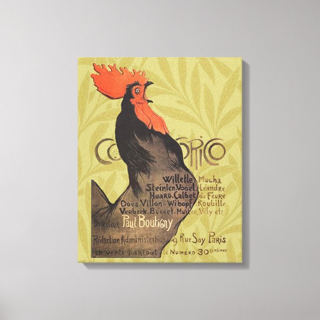 Rooster Steinlen Cocorico French Art Canvas Print (Front)