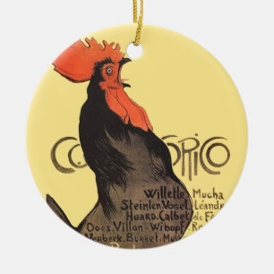 Rooster Steinlen Cocorico French Art Ceramic Ornament