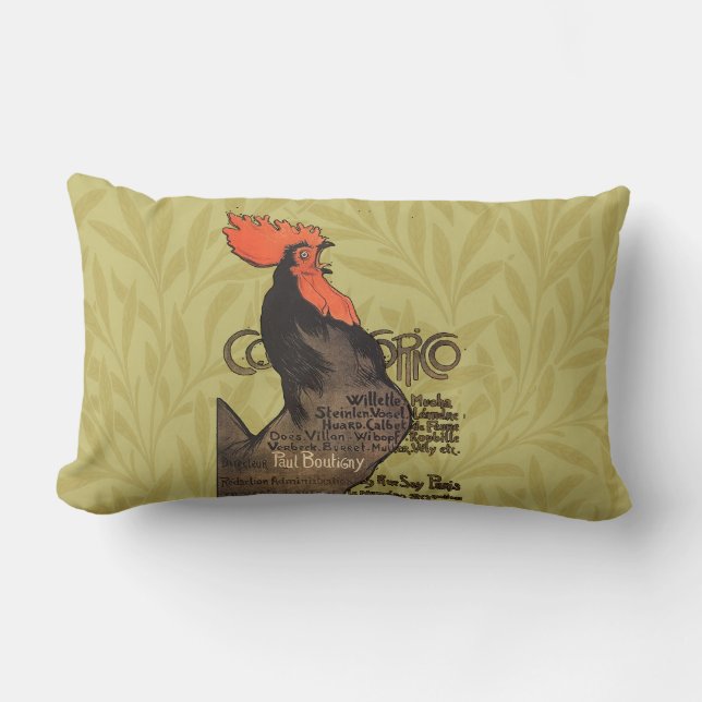 Rooster Steinlen Cocorico French Art Lumbar Pillow (Front)