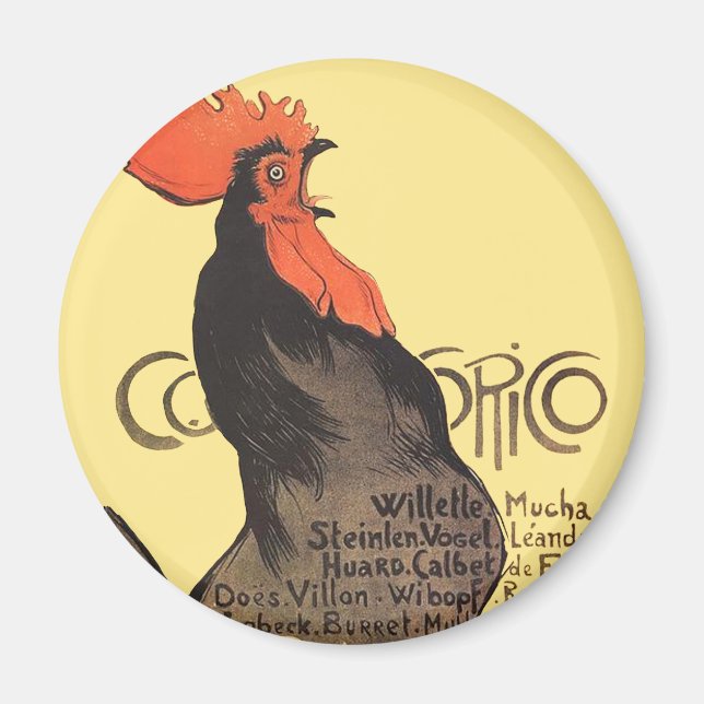 Rooster Steinlen Cocorico French Art Magnet (Front)