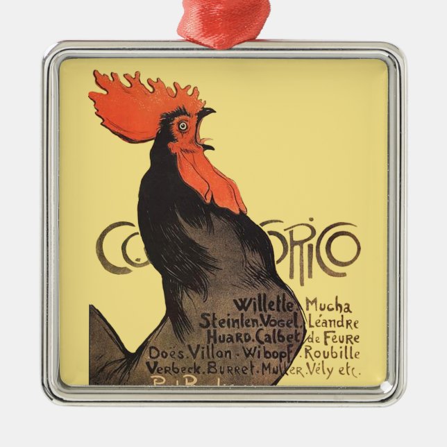 Rooster Steinlen Cocorico French Art Metal Ornament (Front)