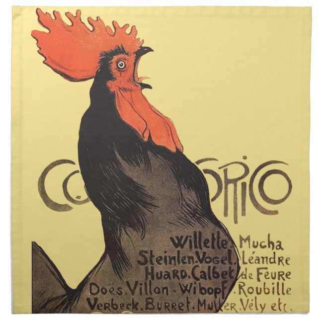 Rooster Steinlen Cocorico French Art Napkin (Front)
