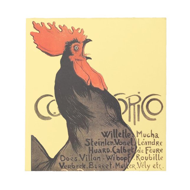 Rooster Steinlen Cocorico French Art Notepad (Front)
