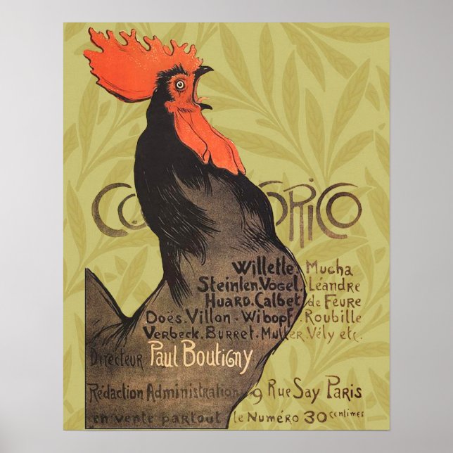 Rooster Steinlen Cocorico French Art Poster (Front)
