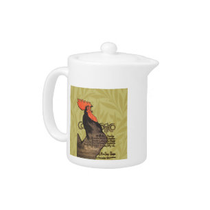 Rooster Steinlen Cocorico French Art Teapot