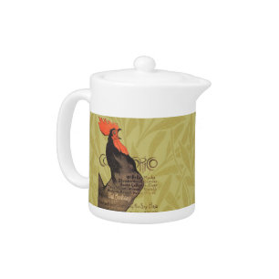 Rooster Steinlen Cocorico French Art Teapot