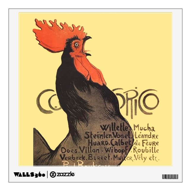Rooster Steinlen Cocorico French Art Wall Decal (Front)