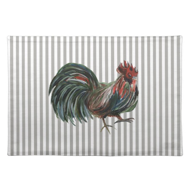 Rooster Stripe Farmhouse Placemat (Front)