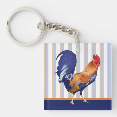 Rooster Stripes Acrylic Keychain