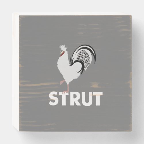 ROOSTER STRUT WOODEN BLOCK DECOR  WOODEN BOX SIGN