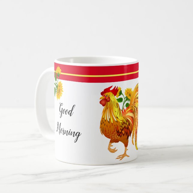Rooster Sunflower Mug (Front Left)
