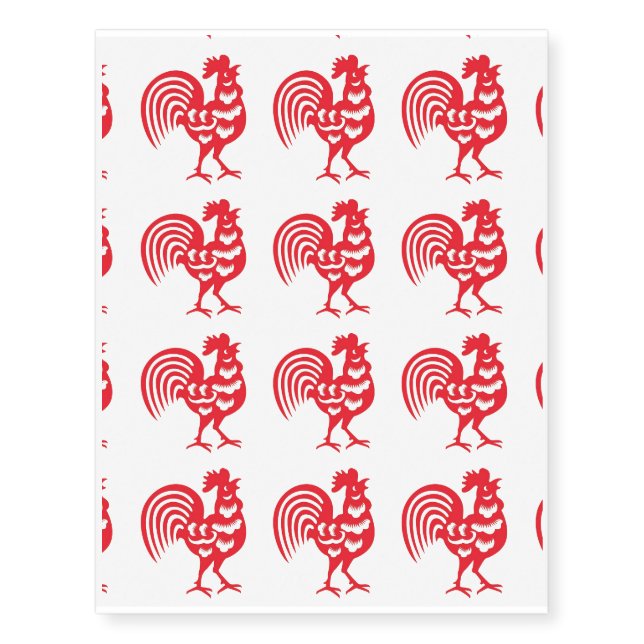 "Rooster Tattoo" Temporary Tattoos (Front)