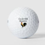Rooster, Text &quot;cocky Old Rooster&quot; Golf Balls at Zazzle