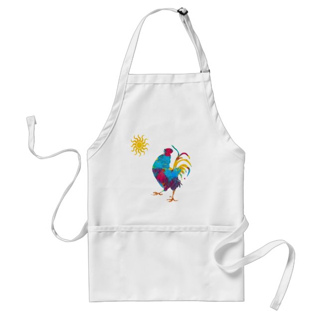 Rooster the King of the BarnYard Watercolor Adult Apron (Front)