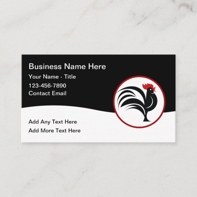 Rooster Theme Simple Modern Business Cards (Front)