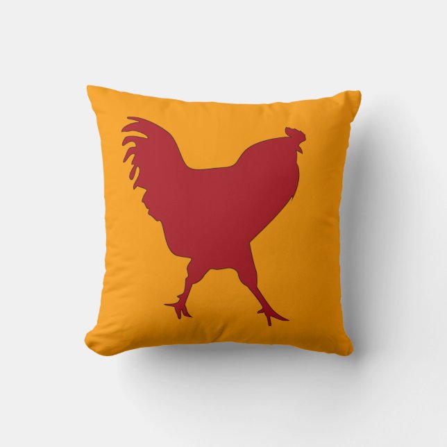 Rooster Throw Pillow Fun and Colorful (Front)