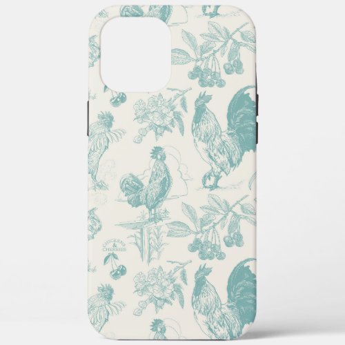 Rooster Toile in Teal iPhone 12 Pro Max Case