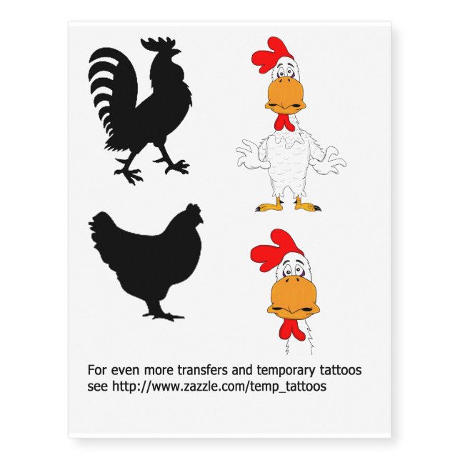 Rooster transfers and temporary tattoos (Front)