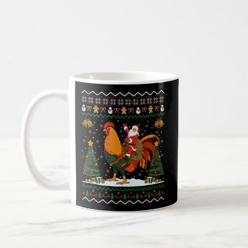 Rooster Ugly Xmas Gift Santa Riding Rooster Christ Coffee Mug