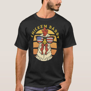 Rooster US Sunglasses Chicken Daddy Retro USA Flag T-Shirt